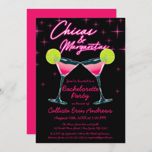 Invitation Chicas et Margaritas Neon Pink
