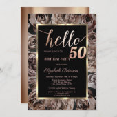 Invitation ChicDark Rose Black 50e anniversaire fête (Devant / Derrière)