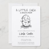 Invitation Chick About to Hatch Black Sketch Baby shower Invi (Devant)