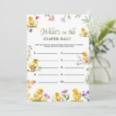 Invitation Chick Farm quoi dans le sac jeu de Baby shower car (Debout devant)