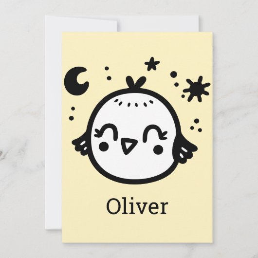 Invitation Chick gai - Kawaii Bird Line Art" (Devant)