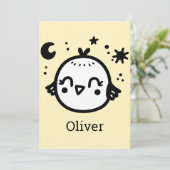 Invitation Chick gai - Kawaii Bird Line Art" (Debout devant)