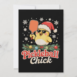 Invitation Chick Pickleball Casquette de Père Noël Lunettes d