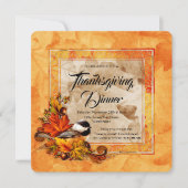 Invitation Chickadee & Golden Autumn quitte Thanksgiving (Devant)