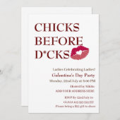 Invitation CHICKS AVANT D*CKS Fête de la Saint-Galentin (Devant / Derrière)