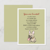 Invitation Chien à balais français amusant avec texte personn (Devant / Derrière)
