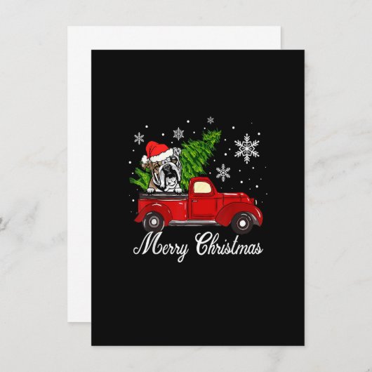 Invitation Chien à chien anglais équitation Camion rouge Noël (Devant / Derrière)