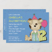 Invitation Chien à chiots de 2e anniversaire (Devant / Derrière)