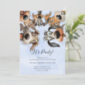 Invitation Chien Anniversaire Pawty mignonne Personnalisé (Debout devant)