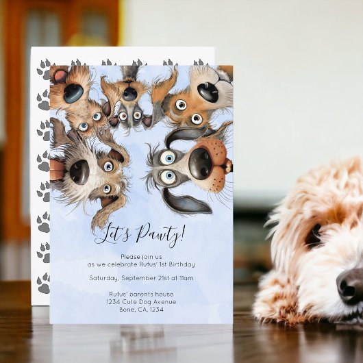 Invitation Chien Anniversaire Pawty mignonne Personnalisé