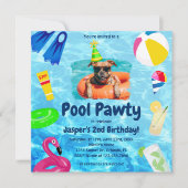 Invitation Chien Anniversaire Pool Party Chien Puppy Pawty (Devant)