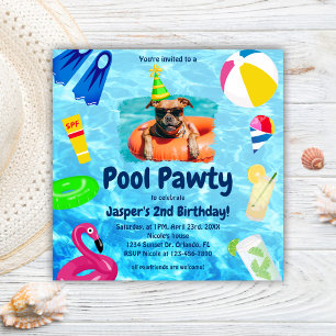 Invitation Chien Anniversaire Pool Party Chien Puppy Pawty