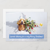 Invitation Chien avec arbre dans la neige (Devant / Derrière)