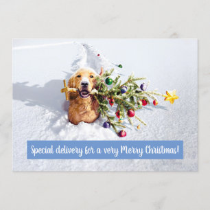 Invitation Chien avec arbre en neige