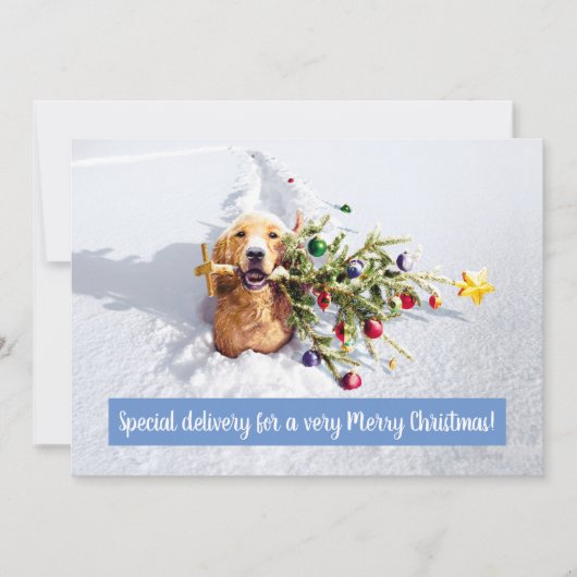 Invitation Chien avec un arbre dans la neige (Devant)