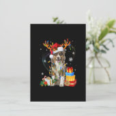 Invitation Chien Berger Australien Lumières Chapeau Père Noël (Debout devant)