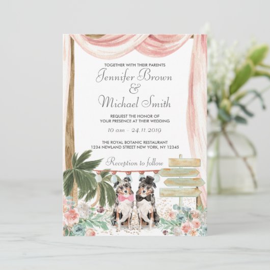 Invitation Chien berger australien rustique (Debout devant)