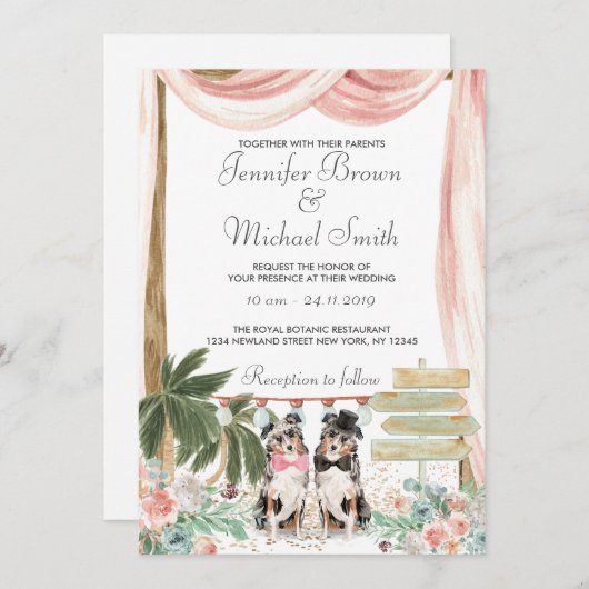 Invitation Chien berger australien rustique (Devant / Derrière)