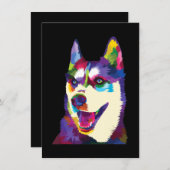 Invitation Chien blanc coloré pop | style art présent (Devant / Derrière)