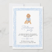 Invitation Chien Blue Preppy Citrouille Halloween Party (Devant)