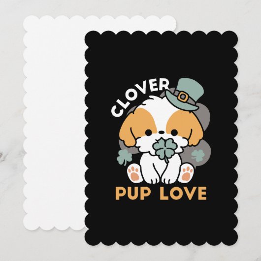 Invitation Chien Chanceux avec Trèfle – Cadeau de la Saint-Pa (Devant / Derrière)
