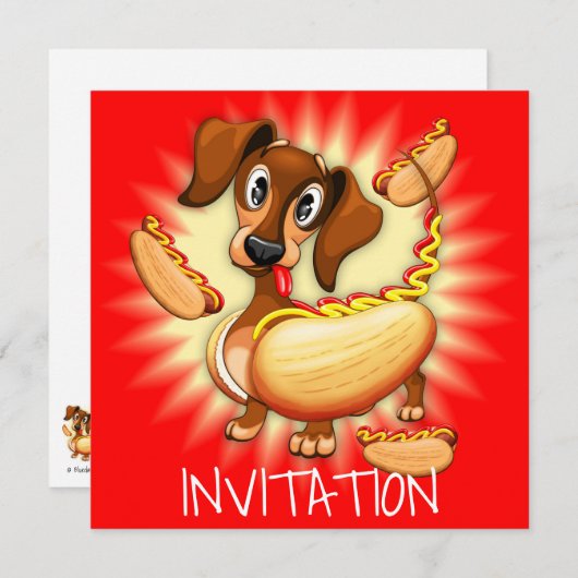 Invitation Chien chaud Dachshund (Devant / Derrière)