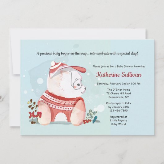 Invitation Chien Chien Chien Avec Baby shower De Lunettes (Devant)