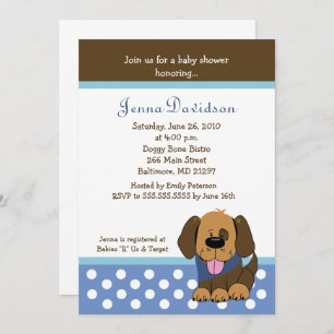 Invitation Chien Chien Chien Chien Bébé Douche Garçon 5x7