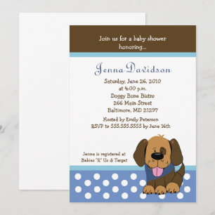 Invitation Chien Chien Chien Chien Bébé Douche Garçon 5x7