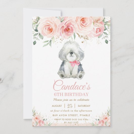 Invitation Chien Chien Chien Chien Chien Chien Rose Floral Gi (Devant)