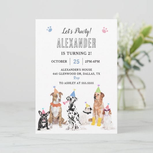 Invitation Chien Chien Chien Faisons Pawty Anniversaire (Debout devant)