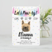 Invitation Chien Chien Chien Français Fille Anniversaire Pawt (Debout devant)