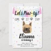 Invitation Chien Chien Chien Français Fille Anniversaire Pawt (Devant)