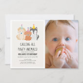 Invitation Chien Chien Chien Or Pawty Animaux Photo Anniversa (Devant)