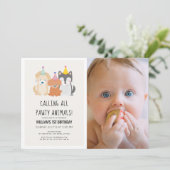 Invitation Chien Chien Chien Or Pawty Animaux Photo Anniversa (Debout devant)