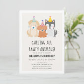 Invitation Chien Chien Chien Parties scintillant Or Animaux V (Debout devant)