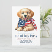 Invitation Chien Chien Chien Patriotique Golden Retriever 4 j (Debout devant)