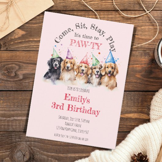 Invitation Chien chiot animal Pawty