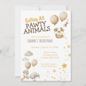 Invitation Chien chiot animal pawty Anniversaire (Devant)
