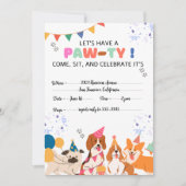 Invitation Chien chiot Anniversaire Fête Chiot Paw-ty Invitat (Devant)