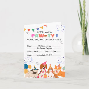 Invitation Chien chiot Anniversaire Fête Chiot Paw-ty Invitat