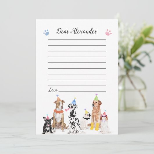 Invitation Chien Chiot Anniversaire heure Capsule Note Messag (Debout devant)