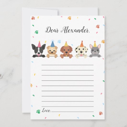 Invitation Chien Chiot Anniversaire heure Capsule Note Messag (Devant)