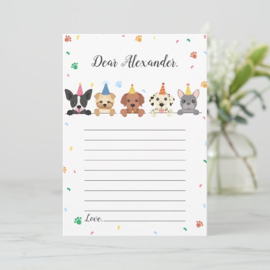 Invitation Chien Chiot Anniversaire heure Capsule Note Messag (Debout devant)