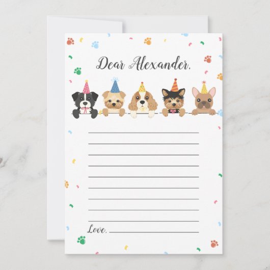 Invitation Chien Chiot Anniversaire heure Capsule Note Messag (Devant)