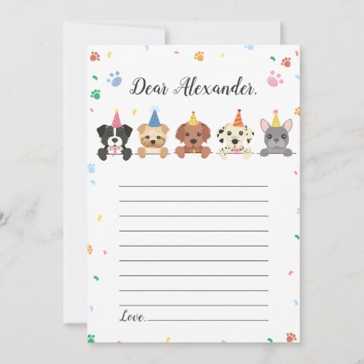 Invitation Chien Chiot Anniversaire heure Capsule Note Messag (Devant)