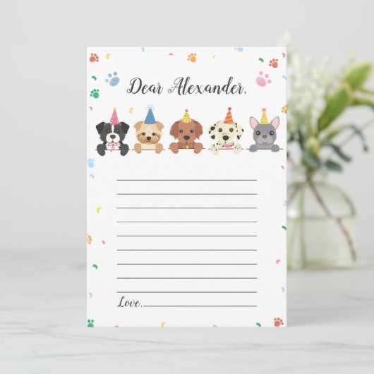 Invitation Chien Chiot Anniversaire heure Capsule Note Messag (Debout devant)