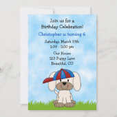 Invitation Chien chiot mignon avec Casquette de baseball Anni (Devant)