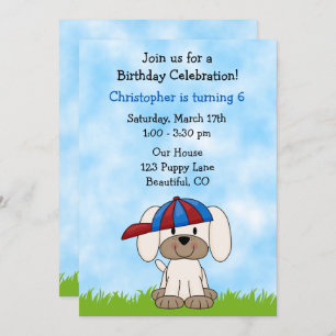 Invitation Chien chiot mignon avec Casquette de baseball Anni
