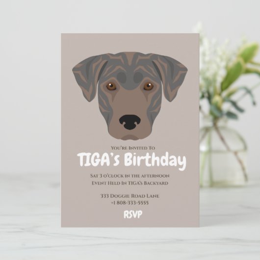 Invitation Chien chiot mignon de la fête de TIGA (Debout devant)